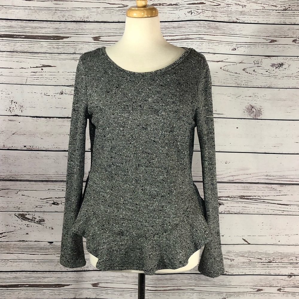 C Apparel Metallic Gray Back Cross Sweater